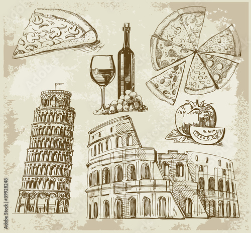 Vector: hand drawn Rome set hand drawn Rome set