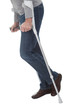 Senior man walking using crutches