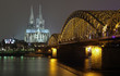 Night view on Cologne Cathedral and Hohenzollern Bridge