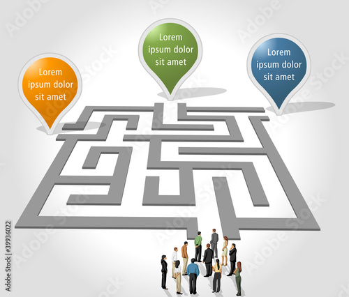Vektor: Labyrinth / maze concept with business people Labyrinth / maze concept with business people