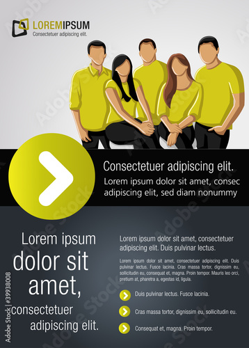 Vector: Yellow template for advertising brochure with business people Yellow template for advertising brochure with business people