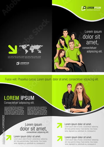 Vektor: Green and black template for advertising with business people Green and black template for advertising with business people