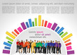 Colorful template for advertising with rainbow colors people