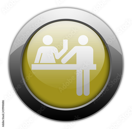 Illustration: Yellow Metallic Orb Button "Ticket Counter" Yellow Metallic Orb Button "Ticket Counter"