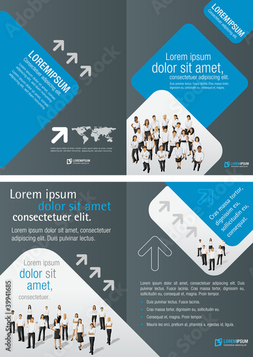 Vector: Blue template for advertising brochure with business people Blue template for advertising brochure with business people