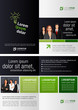 Green template for advertising brochure with business people