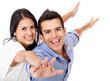 Couple with arms open