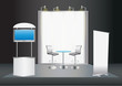 Vector Blank trade exhibition stand counter, roll-up banner