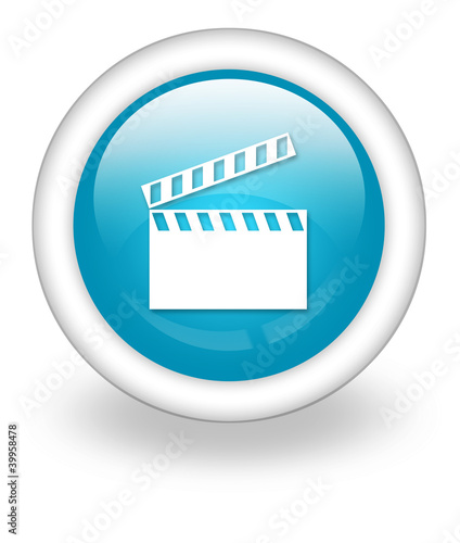 Illustration: Light Blue Icon "Clapperboard" Light Blue Icon "Clapperboard"