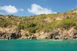 Clear torquoise water and tropical caribbean island