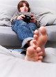 Foto: Young boy with joystick playing computer game Young boy with joystick playing computer game