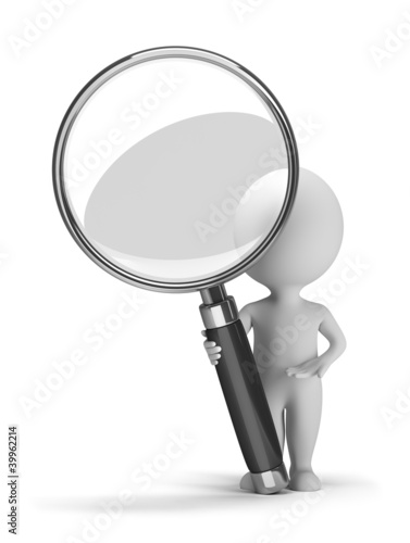 Illustration: 3d small people with a magnifying glass 3d small people with a magnifying glass