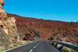 road in the frozen lava in the crater