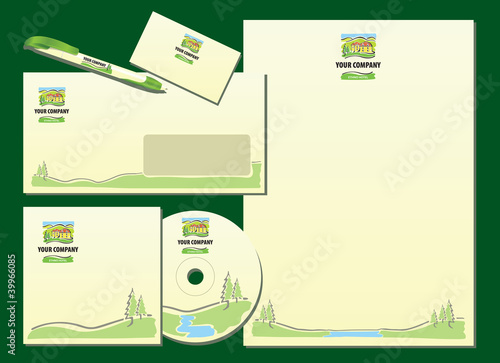 Vector: Ready to use mountain hotel, resort, ethno company style Ready to use mountain hotel, resort, ethno company style