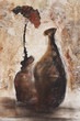 abstract still life with bottles and flower