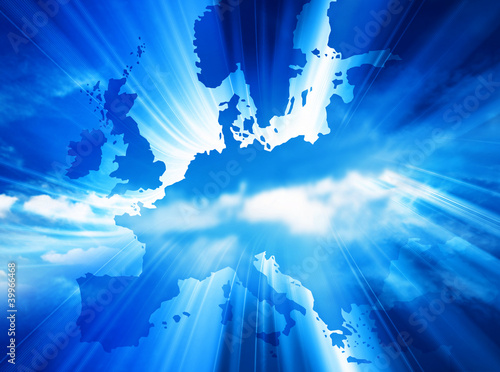 Illustration: blue europe map blue europe map