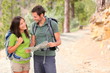 Happy couple hiking