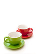 Photo: Green and Red Coffee Cups Green and Red Coffee Cups