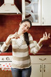 Woman playing imaginary violin