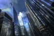 Modern city building with dramatic sky
