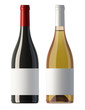 Illustration: burgundy shape red and white wine bottles with blank labels burgundy shape red and white wine bottles with blank labels