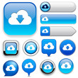 Cloud high-detailed web button collection.
