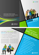 Green, blue and gray template with business people