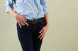 Detail Studio Shot Of Relaxed Middle Aged Woman