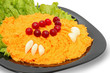 Grated carrot salad with mayonnaise and chopped garlic Grated carrot salad with mayonnaise and chopped garlic