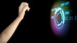 Video: woman's hand with high technology futuristic backdrop woman's hand with high technology futuristic backdrop