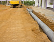 Concrete drainage tank on construction site