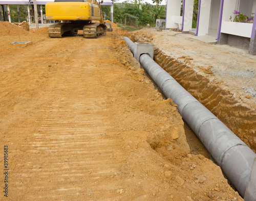Photo: Concrete drainage tank on construction site Concrete drainage tank on construction site