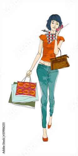 Vector: close-up of woman holding shopping bags close-up of woman holding shopping bags