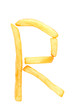 alphabet letter from French fries on the white