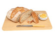 Rustic loaf on bread board