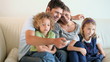 Family watching televison
