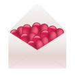 White envelope full of hearts