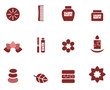 Spa & wellness icons set isolated on white ( brown )