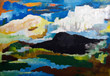 abstract mountain landscape - original painting oil on wood abstract mountain landscape - original painting oil on wood