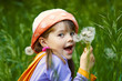 funny girl with dandelions