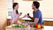 Video: Smiling couple drinking glasses of wine Smiling couple drinking glasses of wine