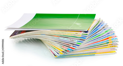Photo: stack of magazines isolated on white stack of magazines isolated on white