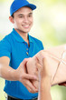 man courier with packages
