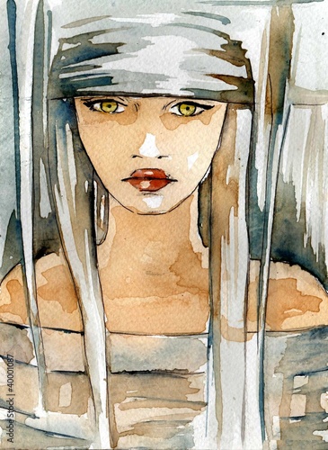 Illustration: portret, pięknej młodej dziewczyny portret, pięknej młodej dziewczyny