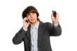 stockbroker talking on a mobile