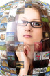 Photo: Woman inside virtual multimedia presentation Woman inside virtual multimedia presentation