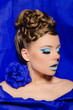 Vertical portrait of woman in blue