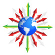 globe and arrows going to different directions globe and arrows going to different directions