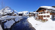 Picturesque winter landscape with river. Lech, Austria Picturesque winter landscape with river. Lech, Austria