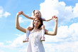mother with her daughter outdoors
